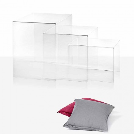 3 mesas de design transparentes e adaptáveis Amalia, fabricadas em Itália Viadurini