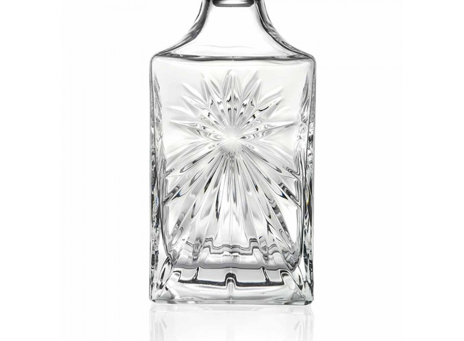 4 Garrafas de Whisky com Design Quadrado da Tampa Eco Cristal - Daniele Viadurini