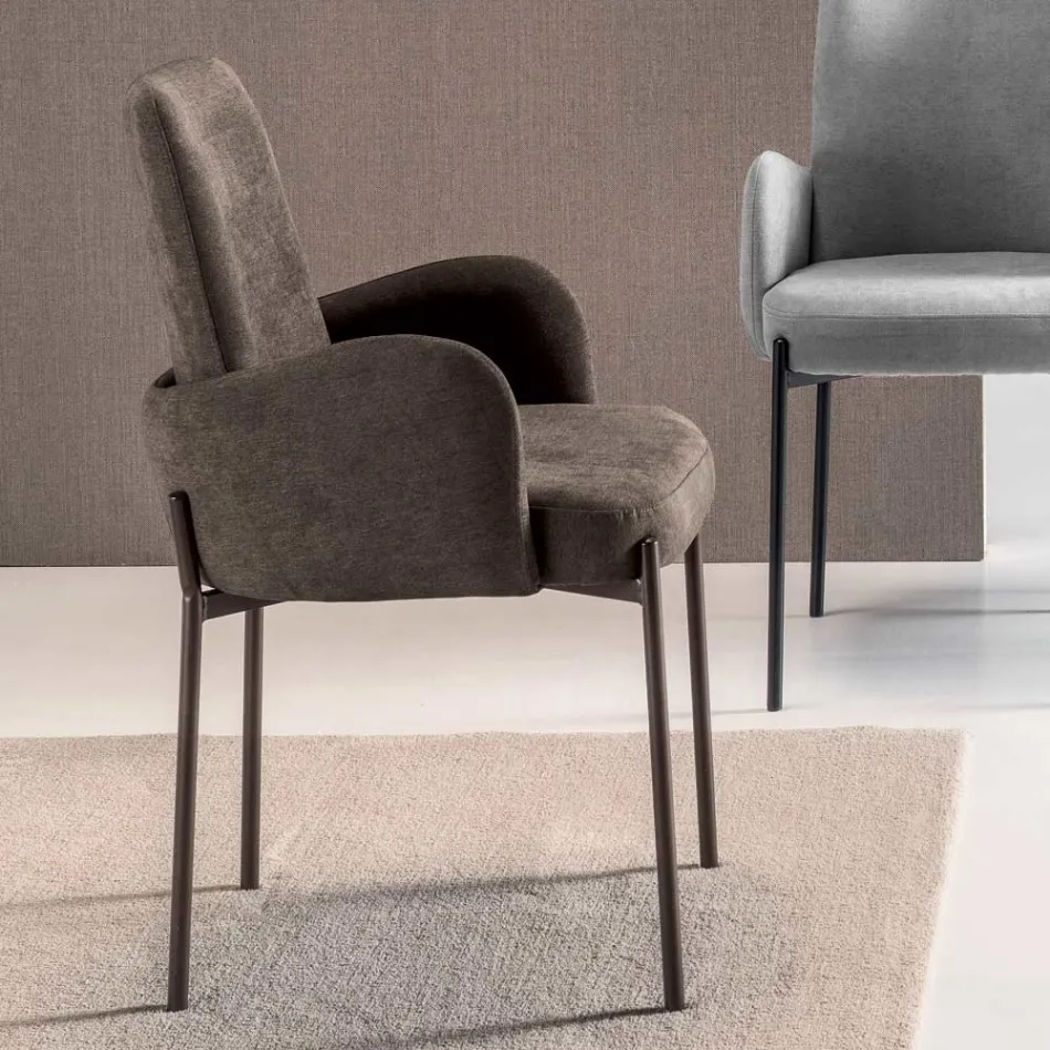 Conjunto de 4 poltronas em tecido colorido com estrutura de metal pintado - Lamberta Viadurini