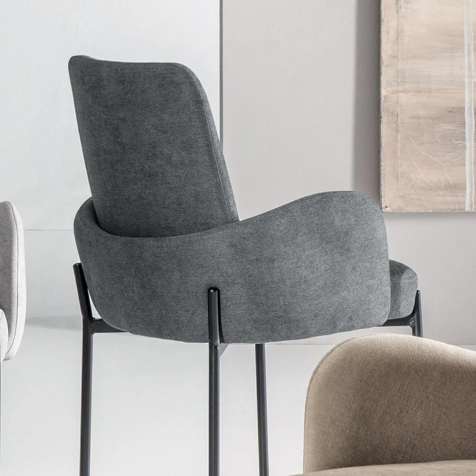 Conjunto de 4 poltronas em tecido colorido com estrutura de metal pintado - Lamberta Viadurini