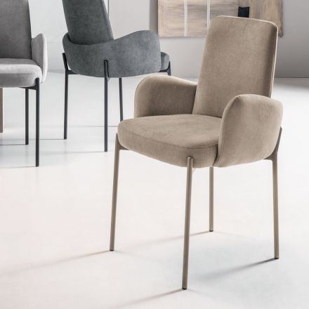 Conjunto de 4 poltronas em tecido colorido com estrutura de metal pintado - Lamberta Viadurini