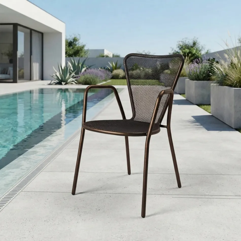4 Poltronas de Metal Modernas para Área Externa, Fabricadas na Itália - Varmo Viadurini