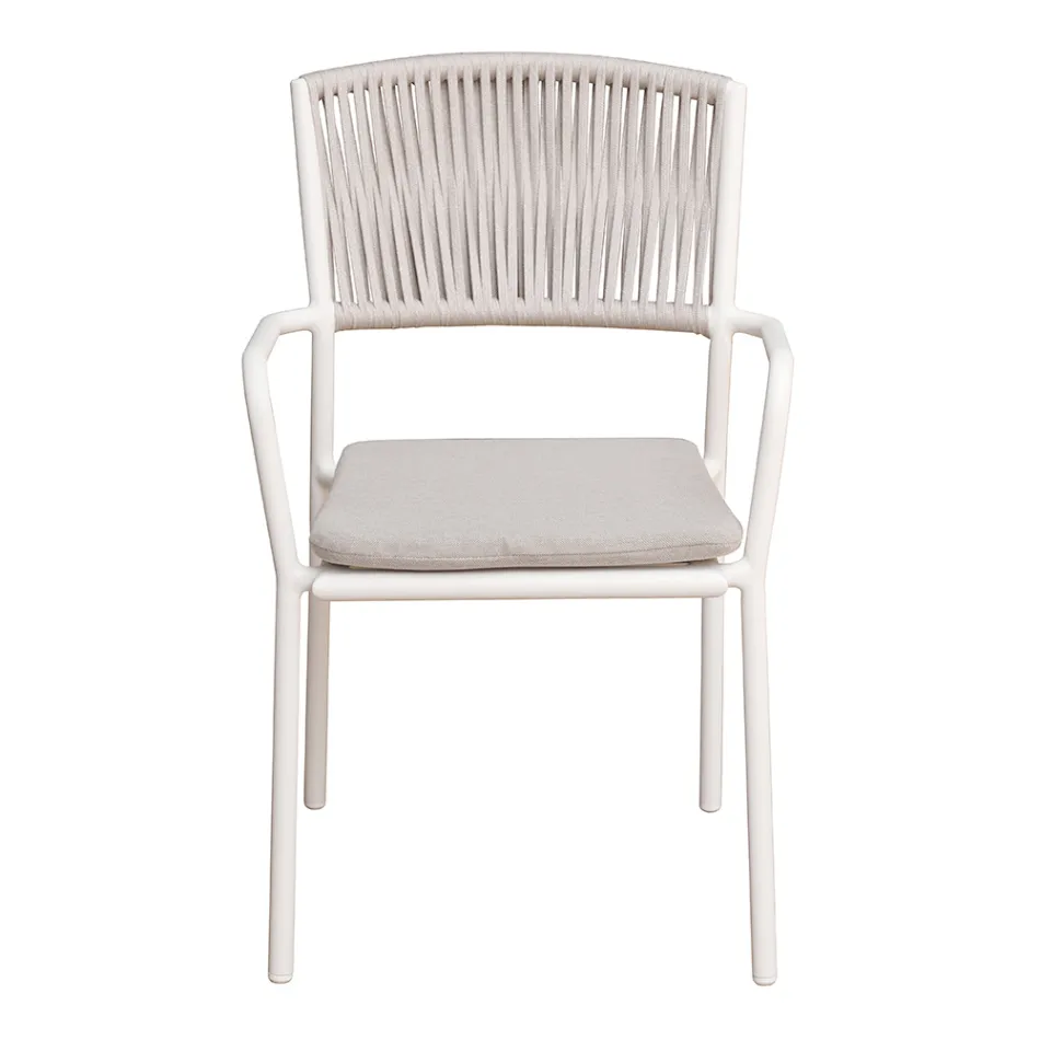 Conjunto de 4 cadeiras de jardim empilháveis em alumínio e corda - Lunaris Viadurini