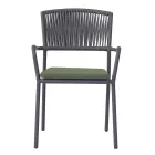 Conjunto de 4 cadeiras de jardim empilháveis em alumínio e corda - Lunaris Viadurini