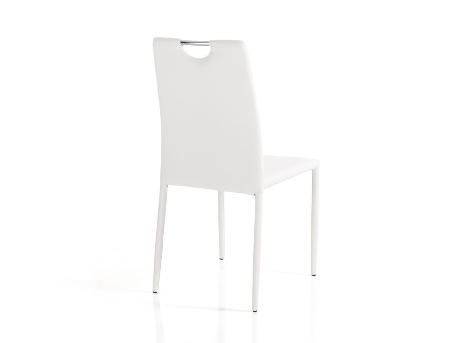 4 Cadeiras Totalmente Estofadas em Couro Sintético Branco - Tulio Viadurini