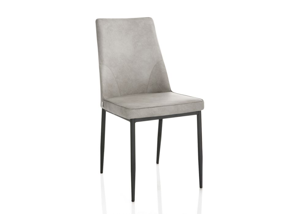 4 cadeiras com assento em couro sintético e pernas de metal - Tariq Viadurini