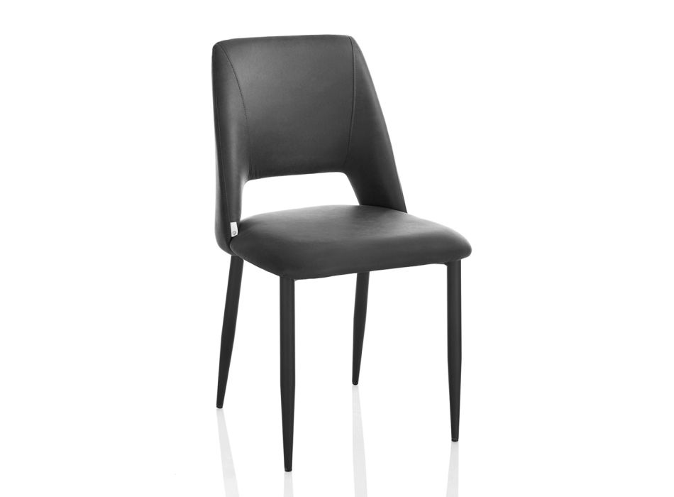 4 cadeiras com estrutura metálica e assento em microfibra - Hala Viadurini