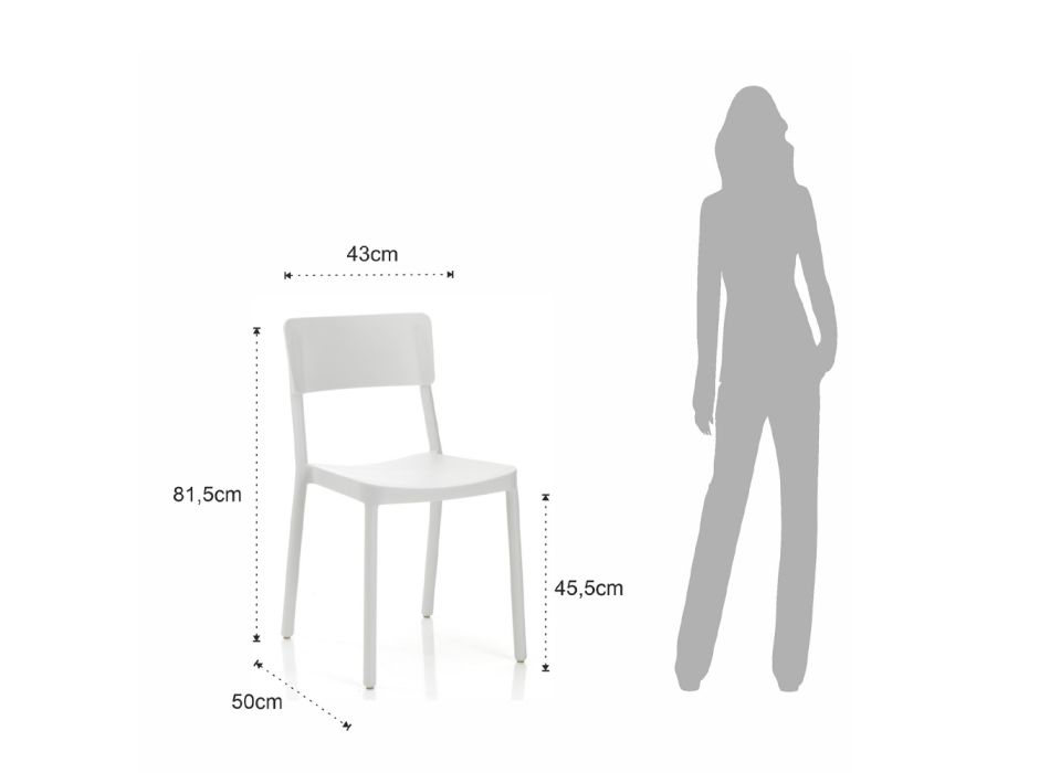 4 Cadeiras Empilháveis de Exterior e Interior em Polipropileno - Cervina Viadurini