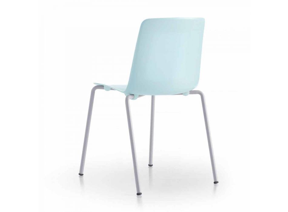 4 cadeiras exteriores empilháveis em metal e polipropileno fabricadas na Itália - Carita Viadurini