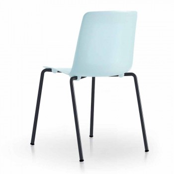 4 cadeiras exteriores empilháveis em metal e polipropileno fabricadas na Itália - Carita