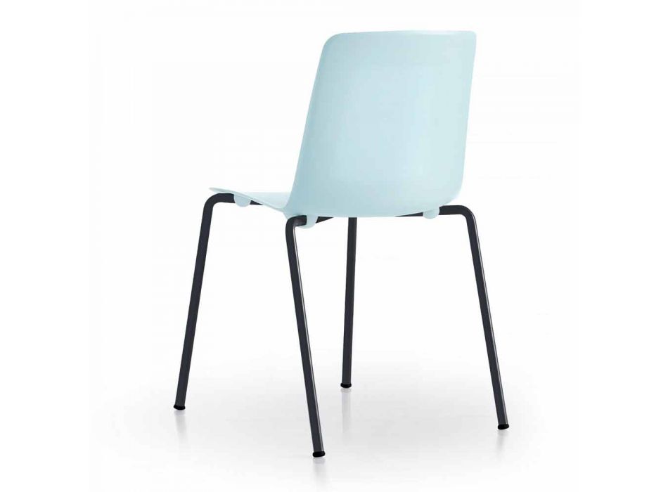 4 cadeiras exteriores empilháveis em metal e polipropileno fabricadas na Itália - Carita