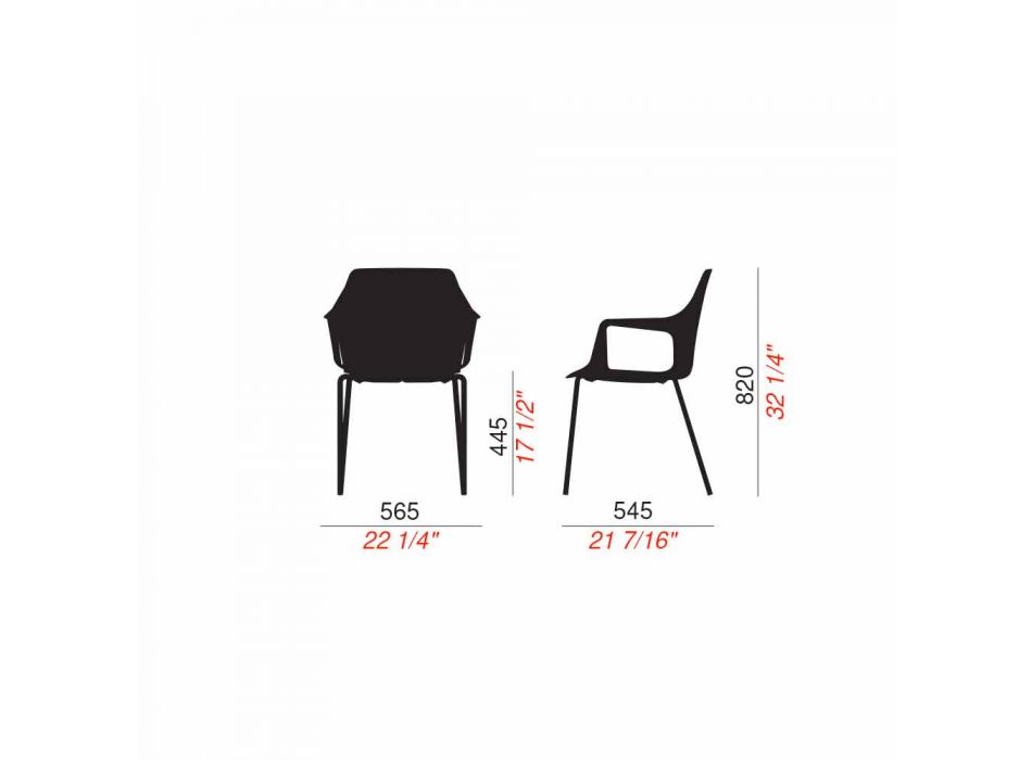 4 cadeiras exteriores empilháveis em polipropileno e metal fabricadas na Itália - Carlene Viadurini