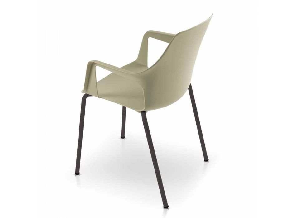 4 cadeiras exteriores empilháveis em polipropileno e metal fabricadas na Itália - Carlene