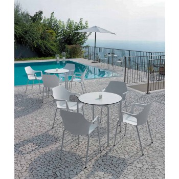 4 cadeiras exteriores empilháveis em polipropileno e metal fabricadas na Itália - Carlene