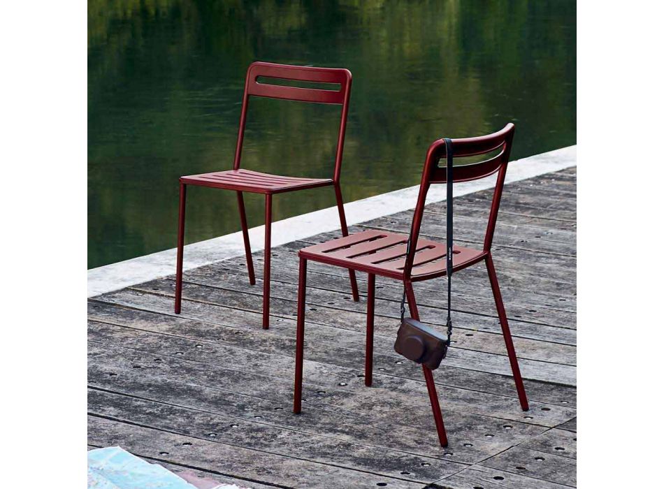 4 cadeiras de metal empilháveis para exteriores fabricadas na Itália - Yolonda