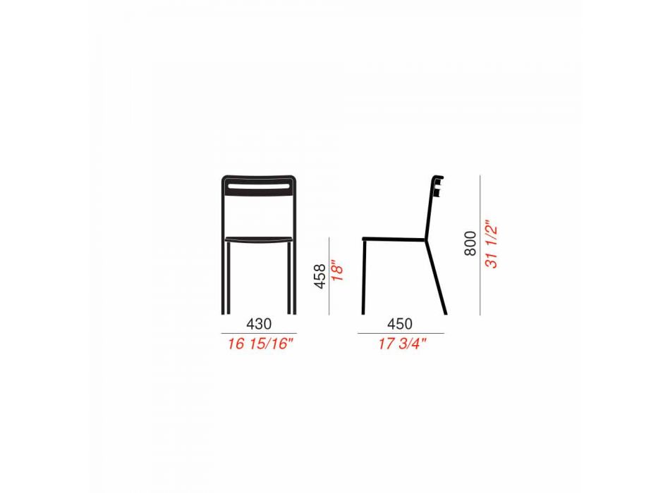 4 cadeiras de metal empilháveis para exteriores fabricadas na Itália - Yolonda Viadurini