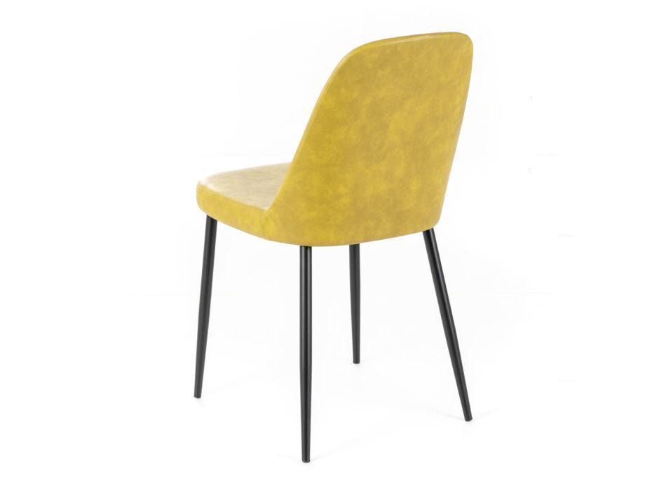 4 Cadeiras Interiores em Soft-touch de Diferentes Cores e Pernas Metálicas - Hugo Viadurini