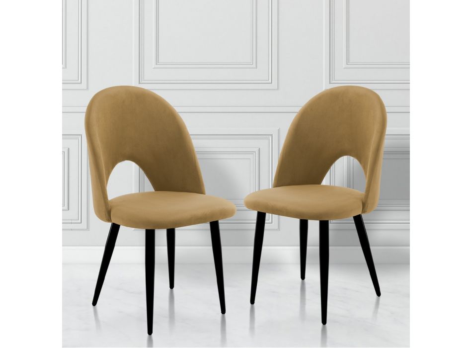 4 cadeiras internas em tecido efeito veludo de cores diferentes - Corvina Viadurini