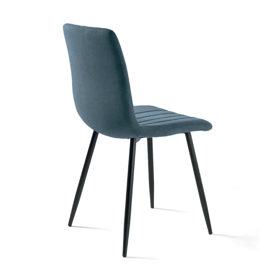 Conjunto de 4 cadeiras de sala de estar com assentos estofados em tecido de cores diferentes - Impeto Viadurini