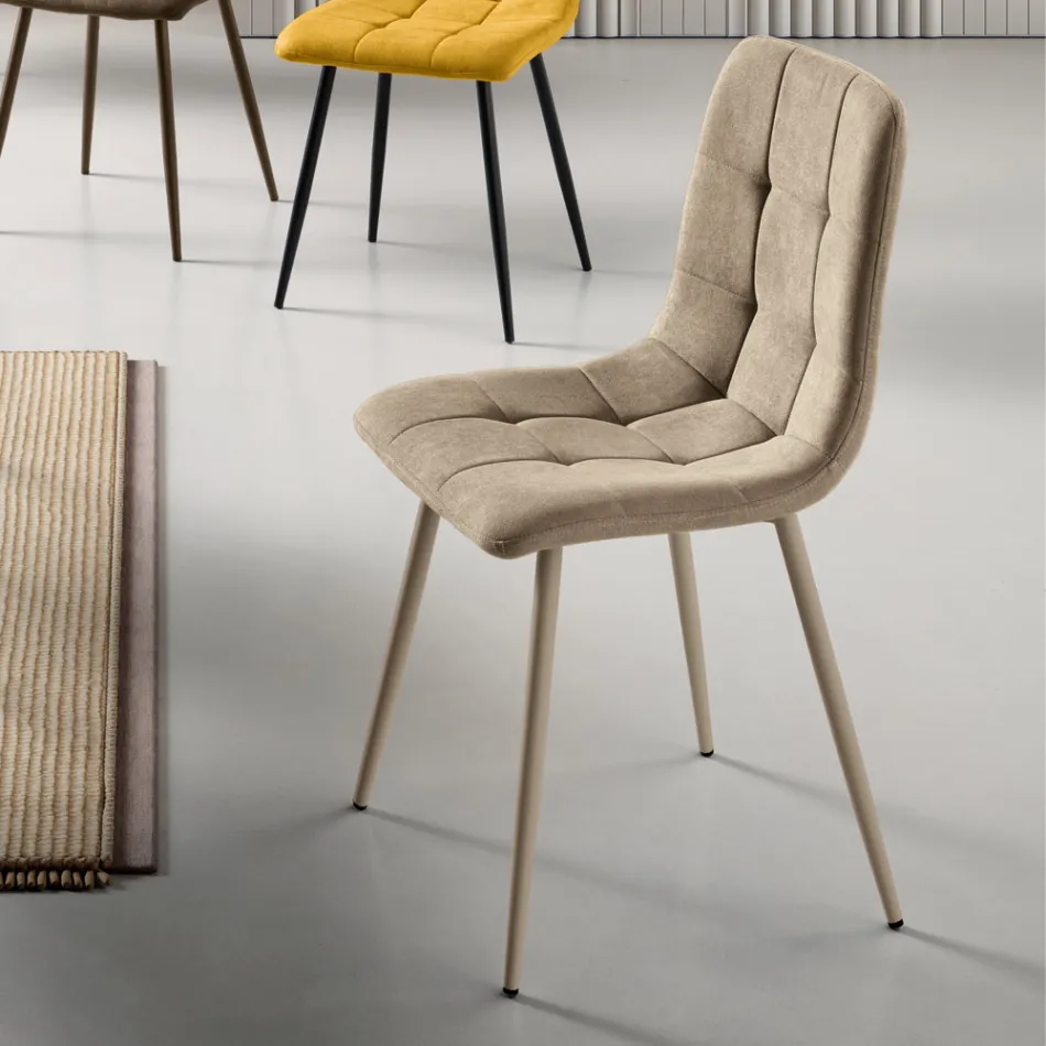 Conjunto de 4 cadeiras de sala de estar com assentos de tecido em cores diferentes - Modelo atual Viadurini