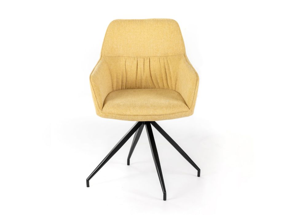 4 Cadeiras de Sala com Assento em Tecido e Estrutura e Pernas Metálicas - Pinho Viadurini