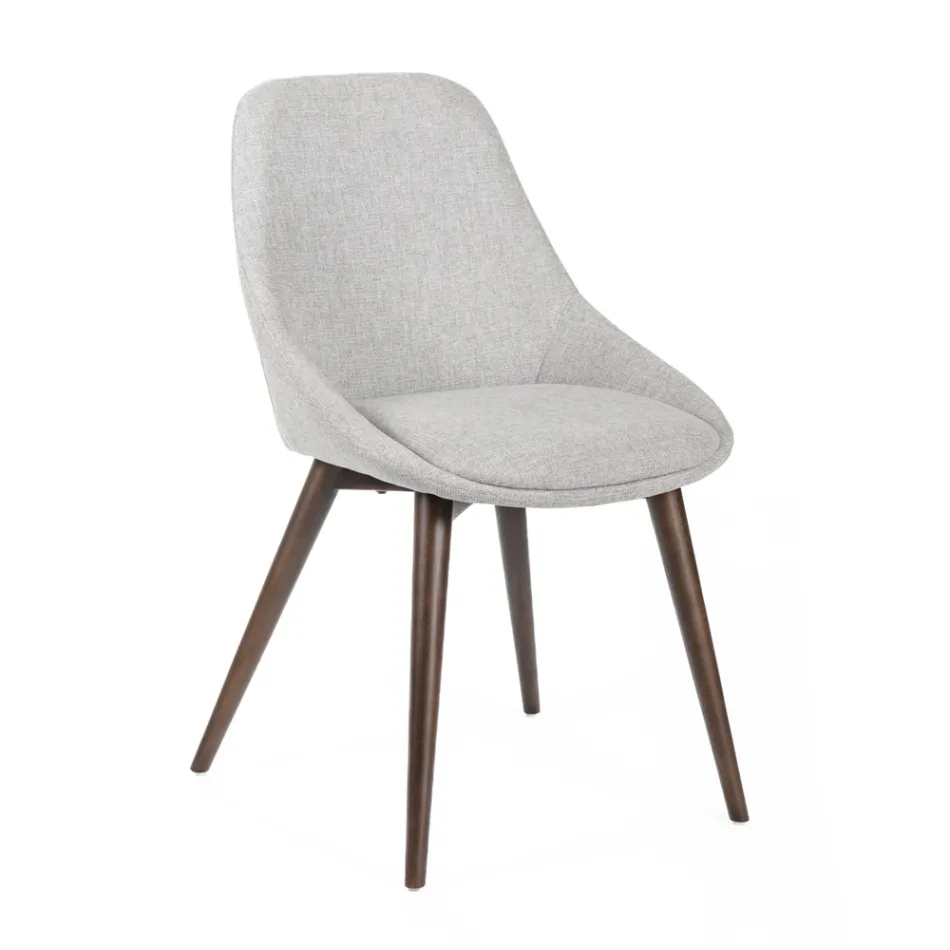 4 Cadeiras para Sala com Assento em Tecido e Estrutura em Madeira Maciça - Passion Viadurini