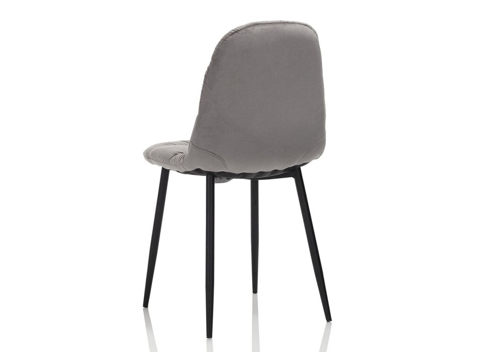 4 cadeiras para sala em metal preto e veludo - Omar Viadurini