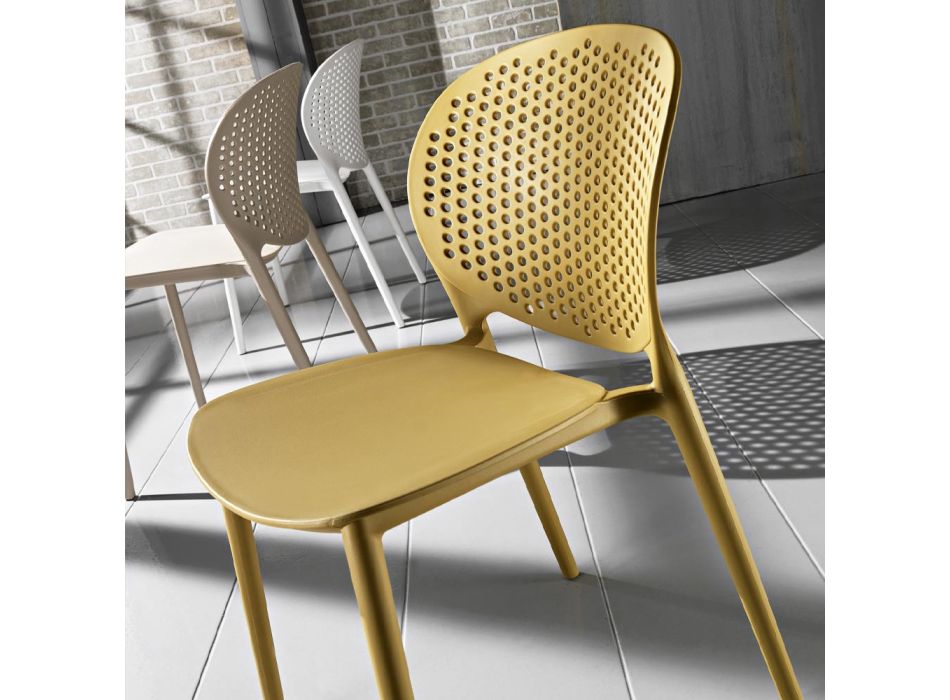 4 cadeiras de polipropileno coloridas empilháveis de design moderno - Pocahontas Viadurini