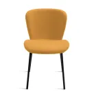 Conjunto de 4 cadeiras estofadas em tecido bouclè com estrutura de metal preto - Tiziana Viadurini