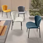 Conjunto de 4 cadeiras estofadas em tecido bouclè com estrutura de metal preto - Tiziana Viadurini