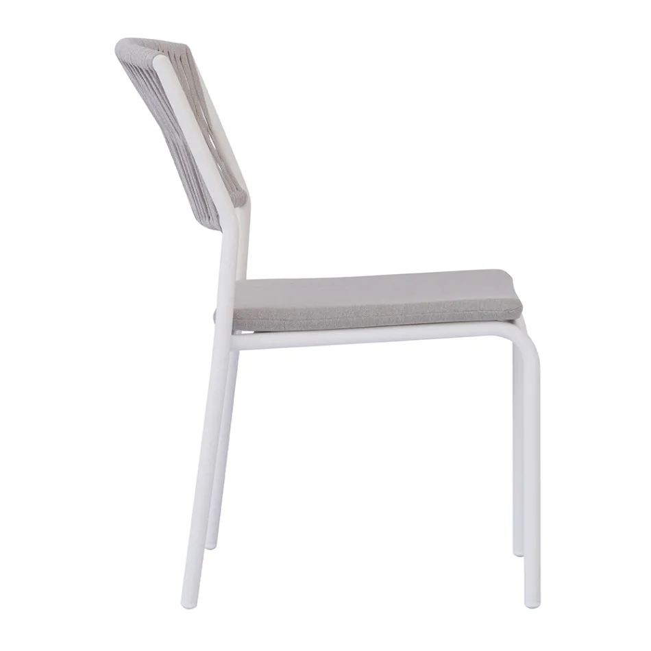 Conjunto de 4 cadeiras de jardim empilháveis em alumínio e corda - Lunaris Viadurini