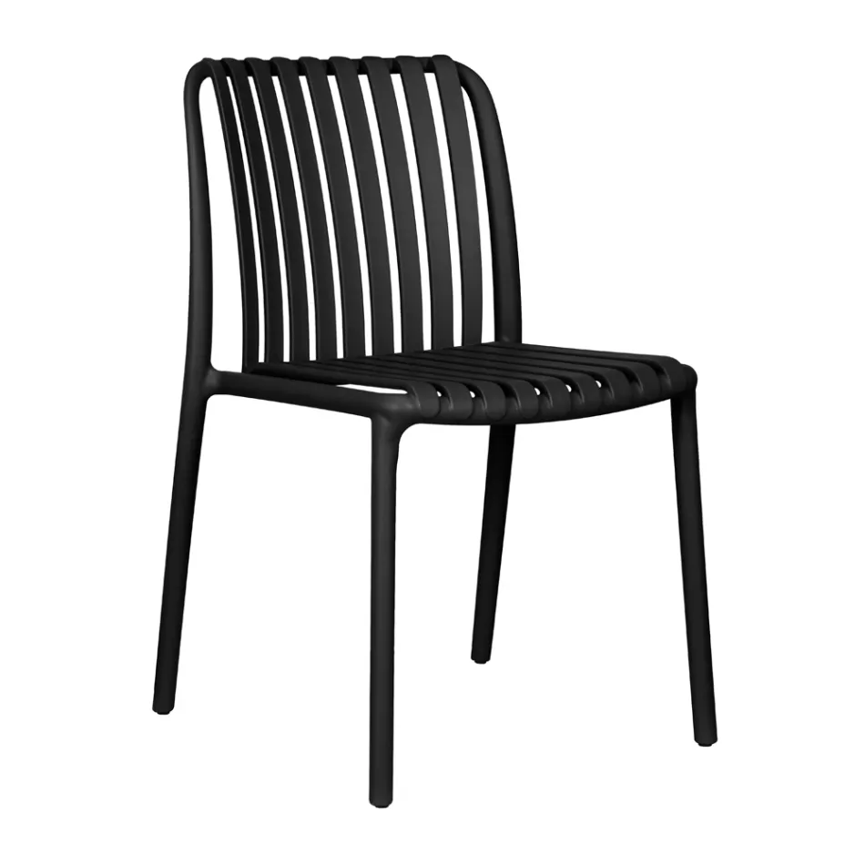 Conjunto de 4 cadeiras de jardim empilháveis em polipropileno e fibra de vidro - Orelia Viadurini