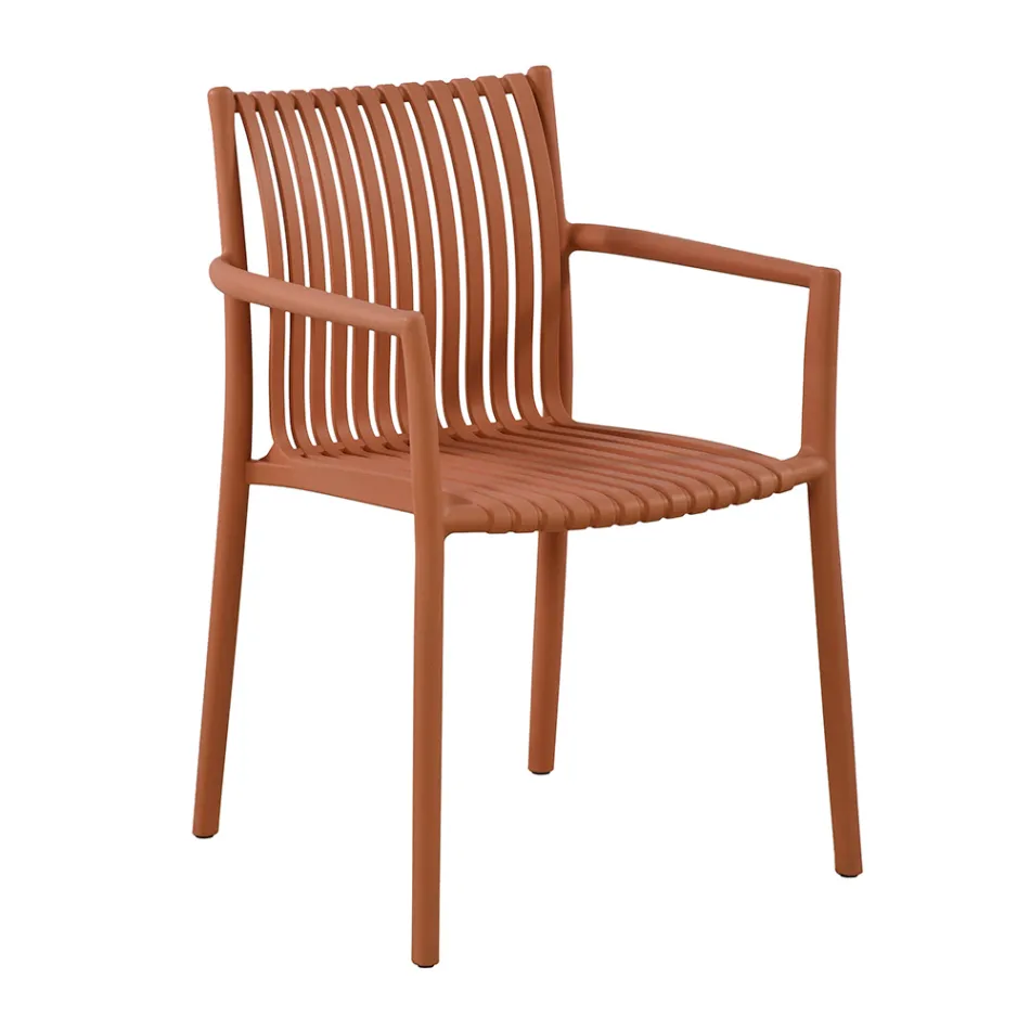 Conjunto de 4 cadeiras de jardim empilháveis em polipropileno resistente aos raios UV - Ondara Viadurini