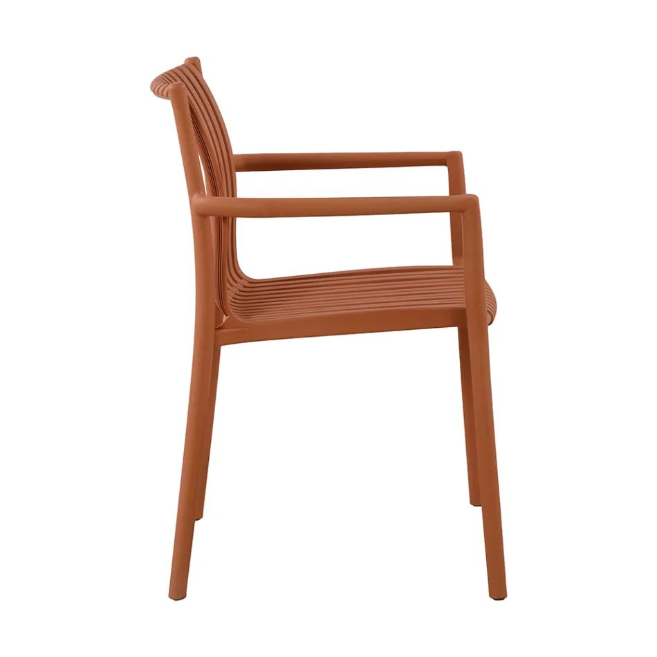 Conjunto de 4 cadeiras de jardim empilháveis em polipropileno resistente aos raios UV - Ondara Viadurini