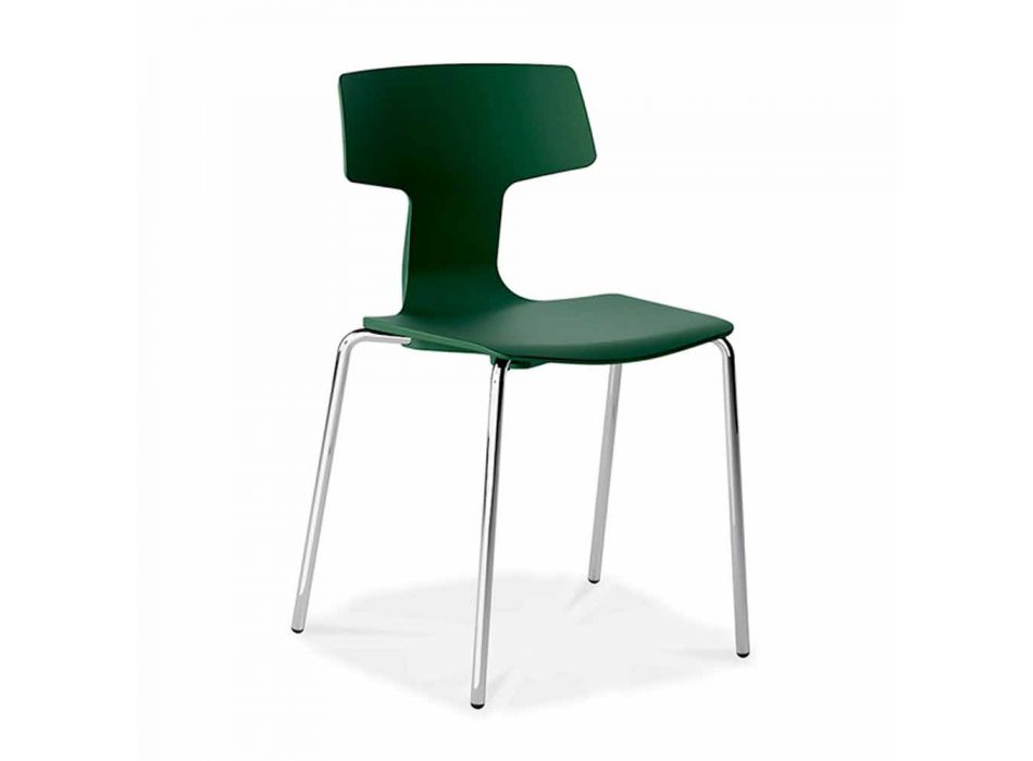 4 cadeiras empilháveis em metal e polipropileno fabricadas na Itália - Clarinda