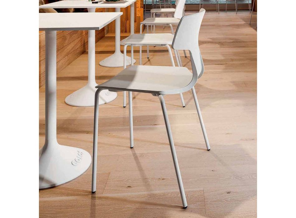 4 cadeiras empilháveis em metal e polipropileno fabricadas na Itália - Clarinda Viadurini