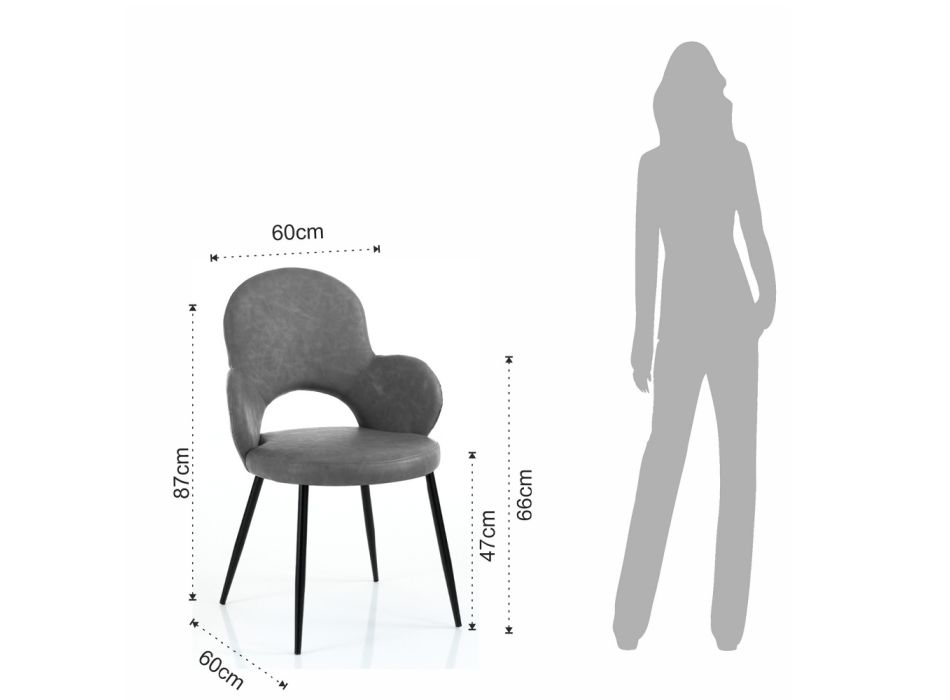 4 Cadeiras de Couro Sintético em Diferentes Acabamentos - Amaranto Viadurini