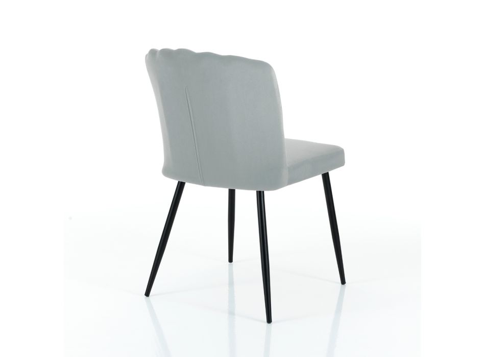 4 cadeiras em tecido de microfibra efeito veludo cinza - damasco Viadurini