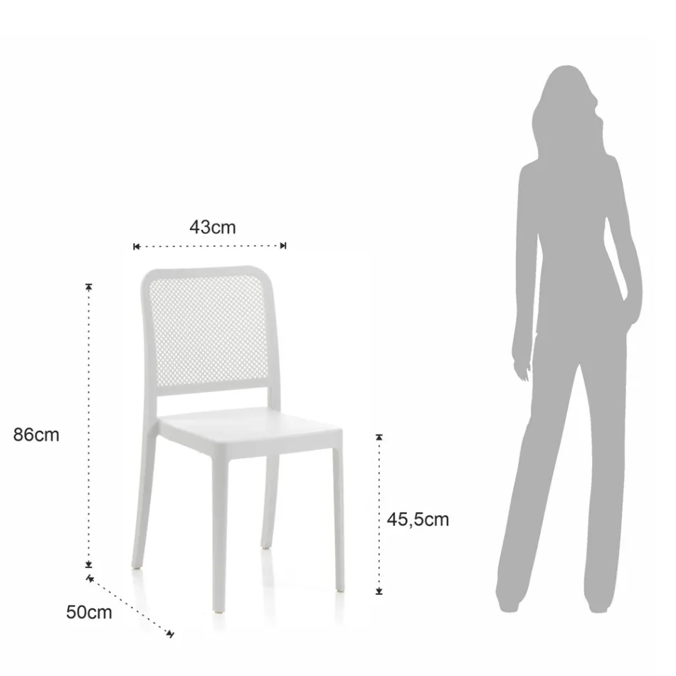 4 cadeiras empilháveis internas e externas em polipropileno - Peacock Viadurini