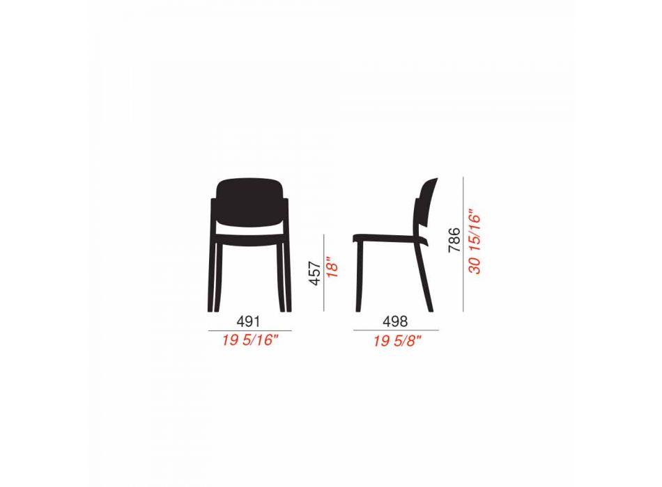 4 Cadeiras exteriores empilháveis modernas em polipropileno Made in Italy - Bernetta Viadurini