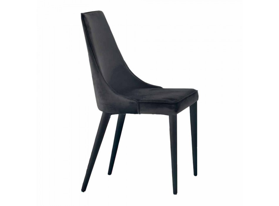 4 cadeiras de aço modernas com assento estofado de veludo made in Italy - Nirvana Viadurini