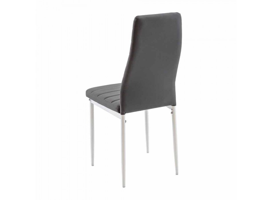4 Cadeiras de Sala de Jantar Modernas em Couro Imitado e Pernas de Metal - Spiga