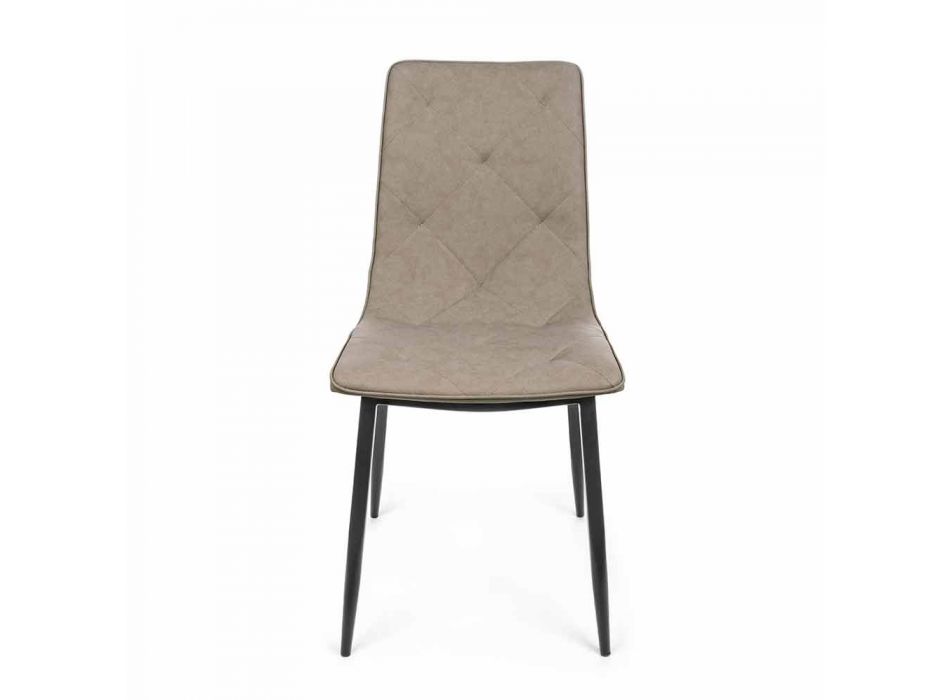 4 Cadeiras Modernas Revestidas em Couro com Base de Aço Homemotion - Daisa Viadurini