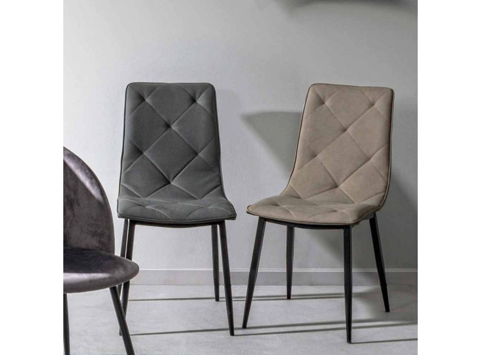 4 Cadeiras Modernas Revestidas em Couro com Base de Aço Homemotion - Daisa Viadurini