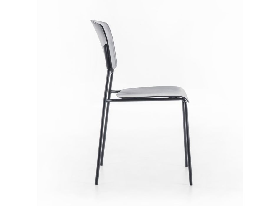 4 Cadeiras Confeccionadas com Assento em Polipropileno de Diferentes Acabamentos e Metal - Daiquiri Viadurini