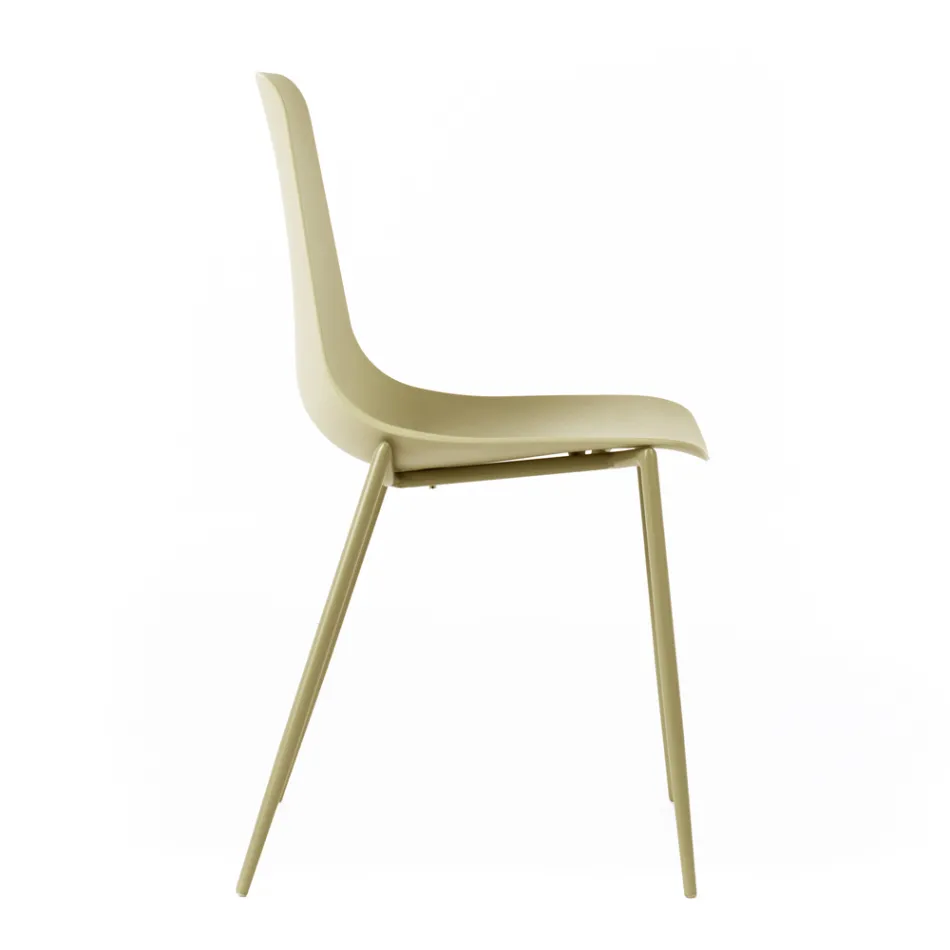 4 Cadeiras Confeccionadas com Assento em Polipropileno e Pernas Metálicas - Mary Viadurini