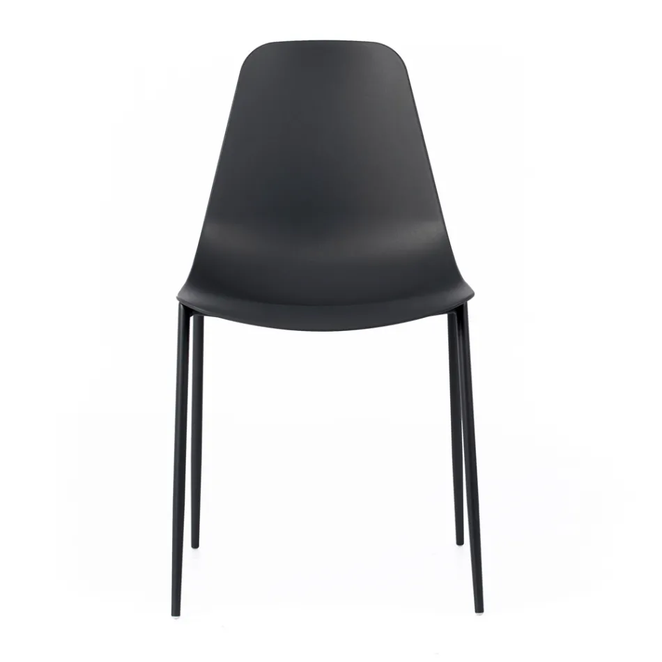 4 Cadeiras Confeccionadas com Assento em Polipropileno e Pernas Metálicas - Mary Viadurini