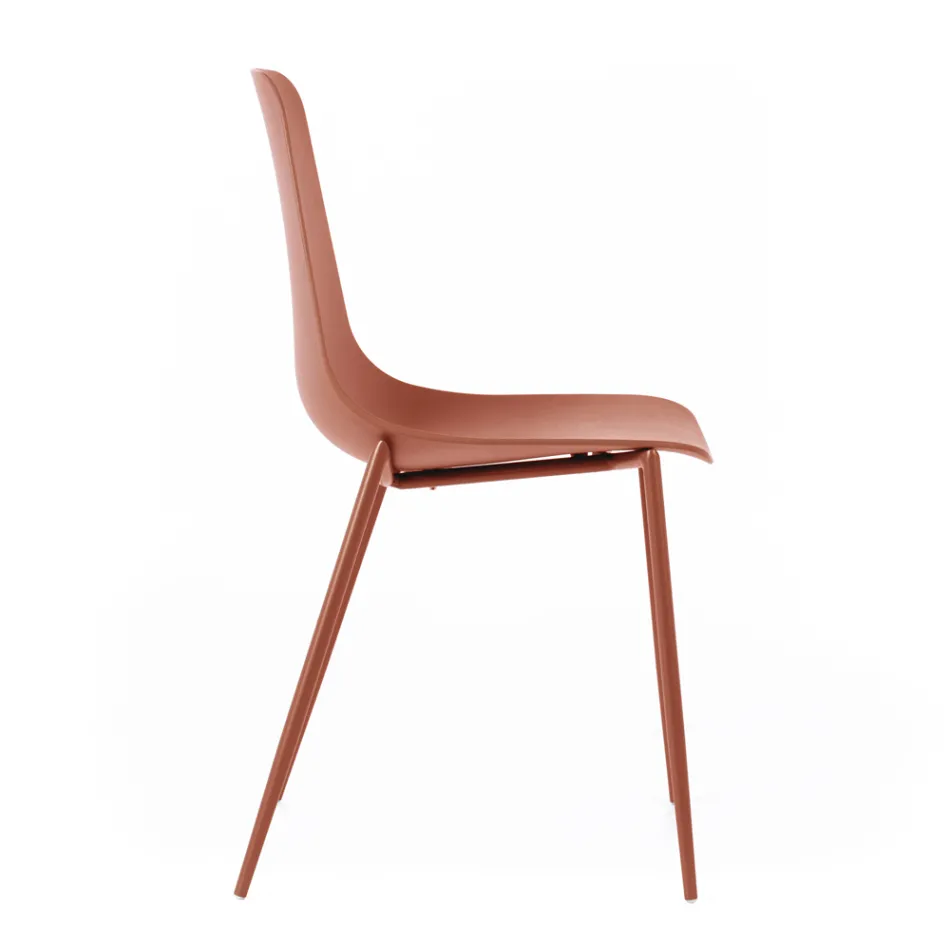 4 Cadeiras Confeccionadas com Assento em Polipropileno e Pernas Metálicas - Mary Viadurini