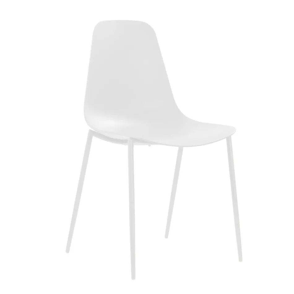 4 Cadeiras Confeccionadas com Assento em Polipropileno e Pernas Metálicas - Mary Viadurini