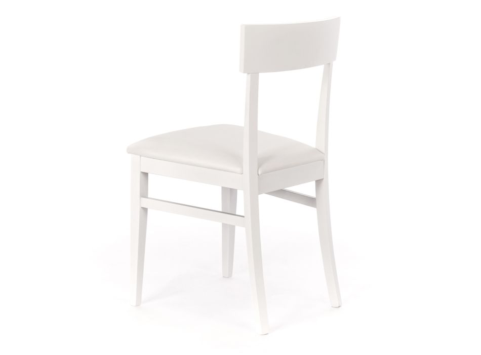 4 Cadeiras Confeccionadas com Assento em Couro Sintético, Estrutura e Pernas em Madeira Lacada - Taikiri Viadurini